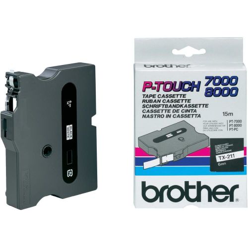 BROTHER Fita laminada Branco / preto 6 mm , Brother , BROTX211 , 4977766051361